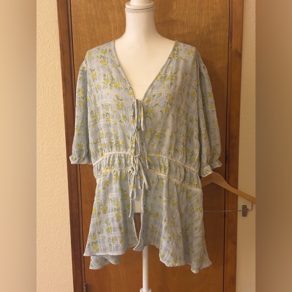 Haver London Floral Front Tie Blouse